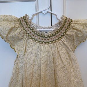 Baybala Hand-Smocked Girls Floral Dress with Scallop Flutter Sleeve. Size Y8.